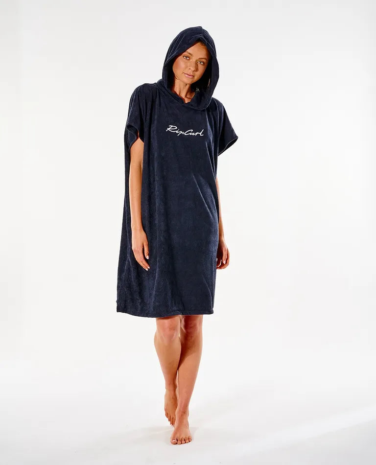 Script Hooded Towel Poncho