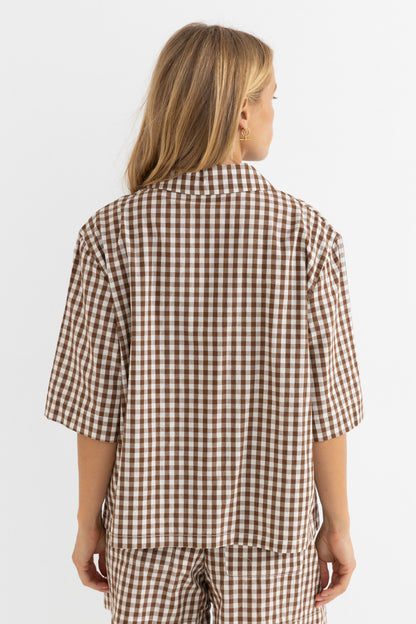 Birdie Gingham Tie Front Top